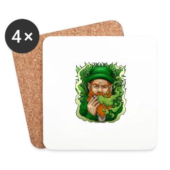 Kobold-rauchender Unkraut-St Patrick Tag lustig - Untersetzer (4er-Set) - Weiß - Vorne