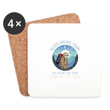 Sloth Hiking Team We Will Get There When We Get - Dessous de verre (lot de 4) - blanc - Devant