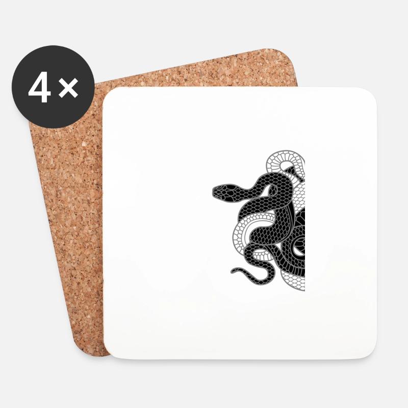 Snake - Coasters (set of 4) - white