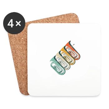 Retro Tuba Player Vintage Gift Idea - Coasters (set of 4) - white - Front