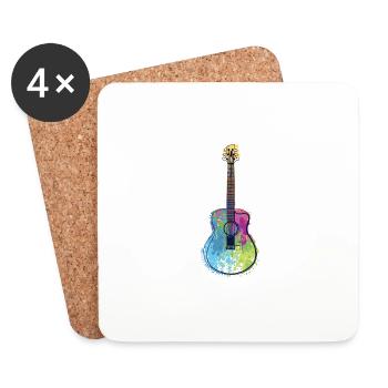 Guitarre Bunt Regenbogen Musik Instrument Geschenk - Untersetzer (4er-Set) - Weiß - Vorne