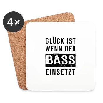 Glück ist wenn der Bass einsetzt - Untersetzer (4er-Set) - Weiß - Vorne