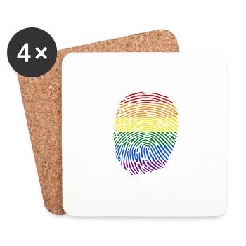 empreinte digitale arc-en-ciel - Dessous de verre (lot de 4) - blanc - Devant