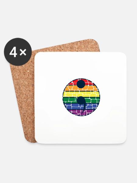 LGBT Regenbogen Semikolon Gaypride Gender Geschenk - Untersetzer (4er-Set) - Weiß