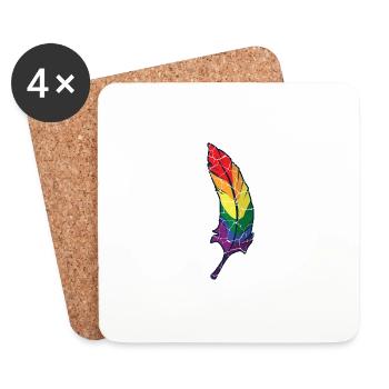 Feather Bird Nature LGBT Free Gaypride Wind Gift - Coasters (set of 4) - white - Front