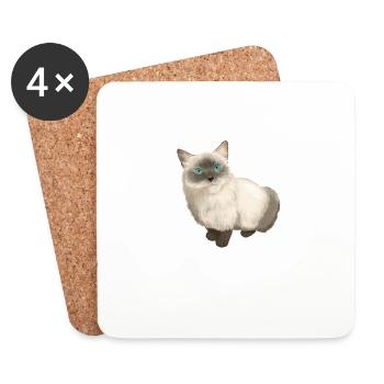 Ragdoll Katze - Untersetzer (4er-Set) - Weiß - Vorne