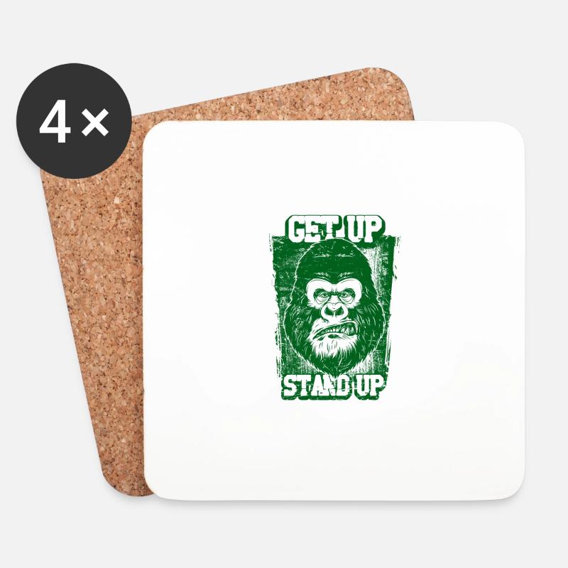 GET UP STAND UP - Untersetzer (4er-Set) - Weiß