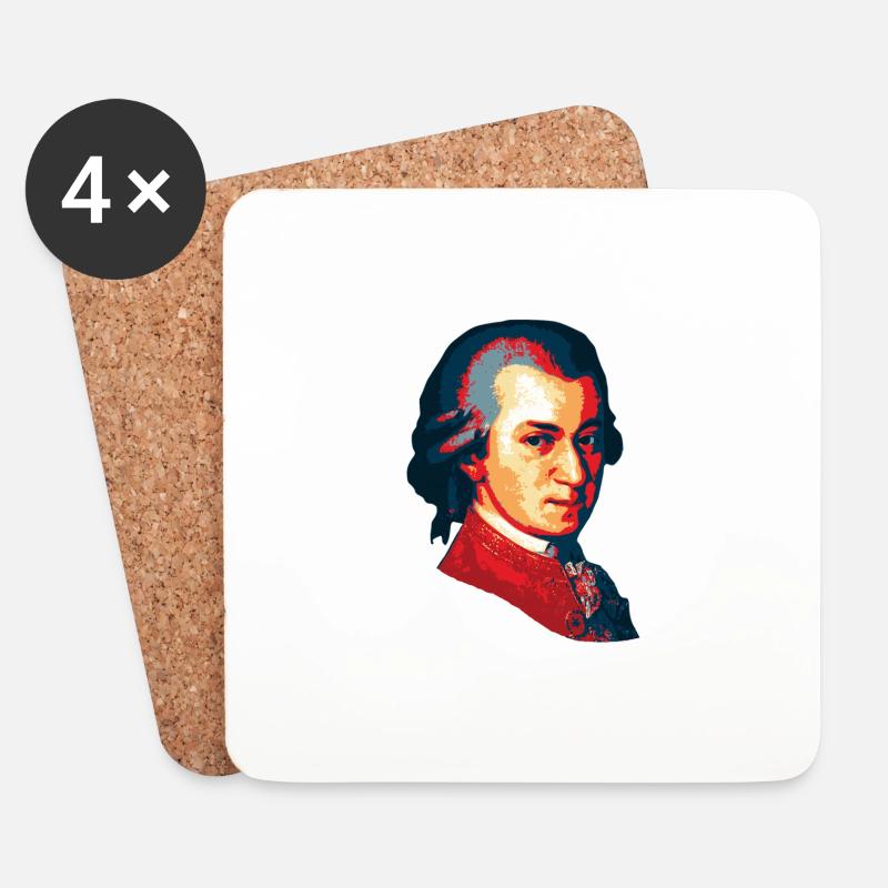 Wolfgang Amadeus Mozart - Untersetzer (4er-Set) - Weiß