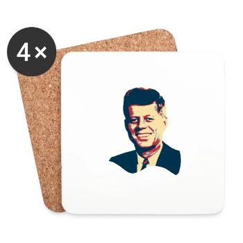 John F Kennedy Pop Art Tshirt - Dessous de verre (lot de 4) - blanc - Devant