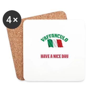 Vaffanculo est italien pour passer une bonne journée - Dessous de verre (lot de 4) - blanc - Devant