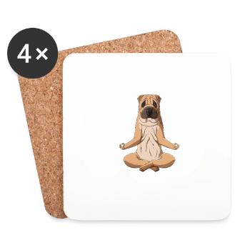 Yoga Shar Pei Hund - Untersetzer (4er-Set) - Weiß - Vorne