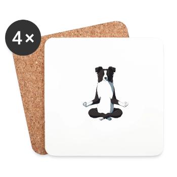 Yoga Border Collie - Coasters (set of 4) - white - Front
