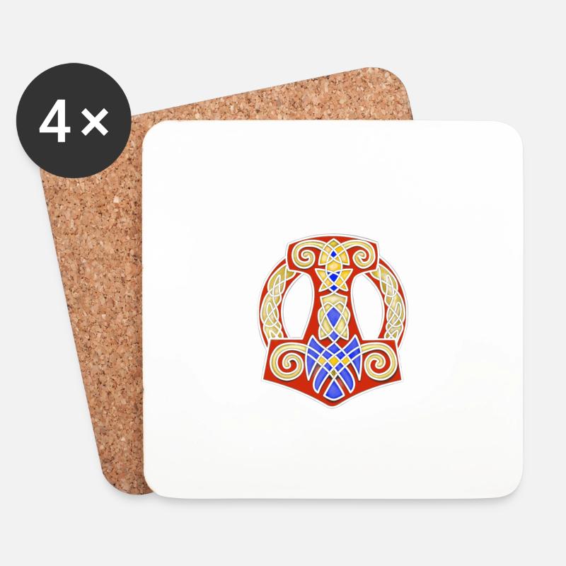Thor's Hammer Mjölnir - Coasters (set of 4) - white
