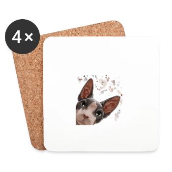 Curious Sphynx Cat - Coasters (set of 4) - white - Front