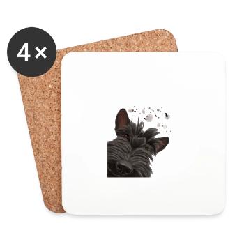 Curieux Scottish Terrier chien - Dessous de verre (lot de 4) - blanc - Devant