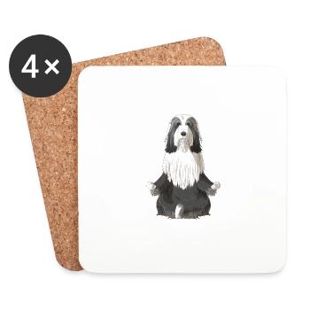 Bearded Collie Dog meditate - Coasters (set of 4) - white - Front