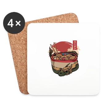 Ramen Drache Japanische Nudeln Kunst Japan Anime - Untersetzer (4er-Set) - Weiß - Vorne