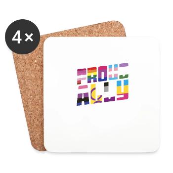 Proud Ally LGBT Gay Flag Rainbow Lesbian - Coasters (set of 4) - white - Front