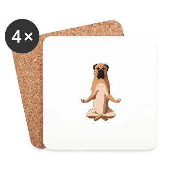 Meditate Bullmastiff Dog - Coasters (set of 4) - white - Front