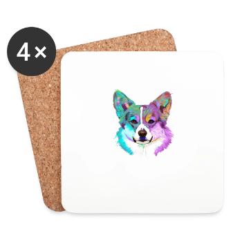 Colored Corgi Dog - Coasters (set of 4) - white - Front