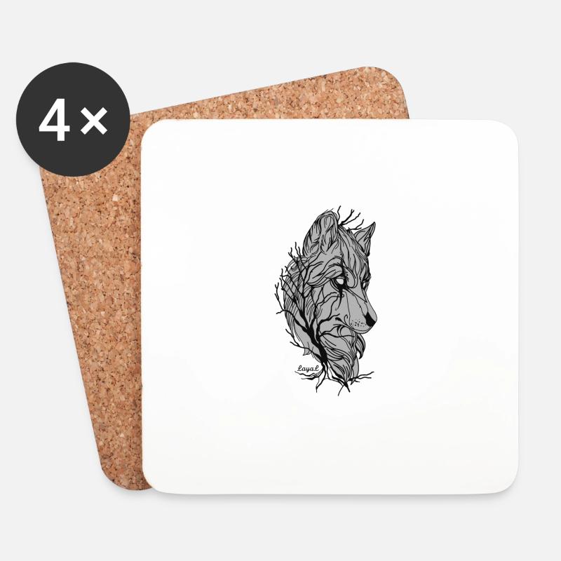 wolf - Coasters (set of 4) - white