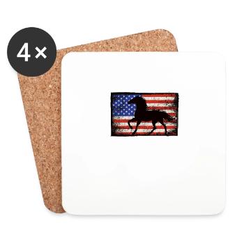 HORSE USA US Amérique - Dessous de verre (lot de 4) - blanc - Devant