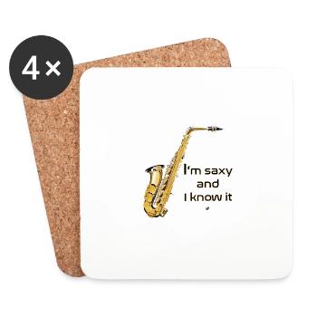 Saxophone Abbildung mit Inschrift - Untersetzer (4er-Set) - Weiß - Vorne