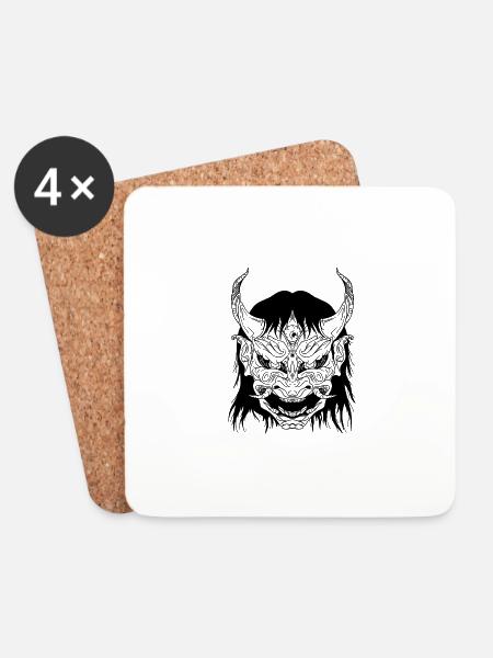 Japan demon mask hannya oki mask - Coasters (set of 4) - white