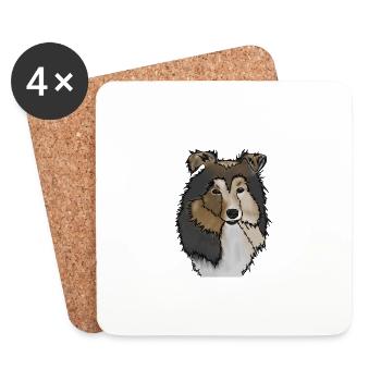 Langhaar Collie Mama | Collie Rough Collies - Untersetzer (4er-Set) - Weiß - Vorne