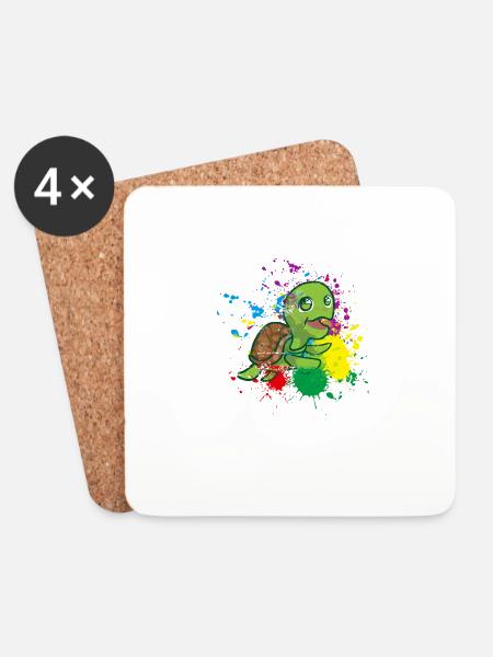 Farbige Schildkröte - Untersetzer (4er-Set) - Weiß