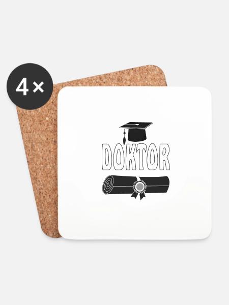 Doktorhut DOKTOR URKUNDE - Untersetzer (4er-Set) - Weiß