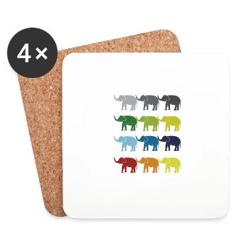 Neon Pop Art Retro Elefant Dickhäuter Geschenkidee - Untersetzer (4er-Set) - Weiß - Vorne