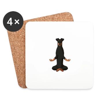 Meditating Manchester Terrier Dog - Coasters (set of 4) - white - Front