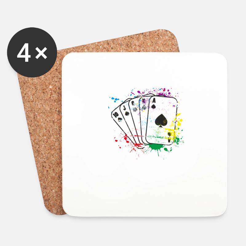 Kartenspiel farbig - Untersetzer (4er-Set) - Weiß