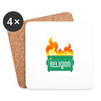 Feu de benne à ordures de religion - Dessous de verre (lot de 4) - blanc - Devant