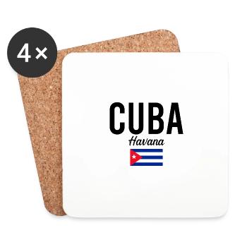 Cuba La Havane Voyage Souvenir Idée cadeau - Dessous de verre (lot de 4) - blanc - Devant