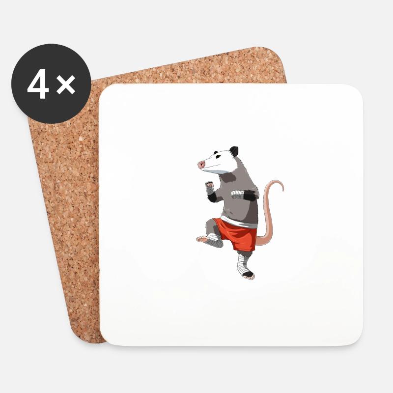 Muay Thai Opossum - Untersetzer (4er-Set) - Weiß