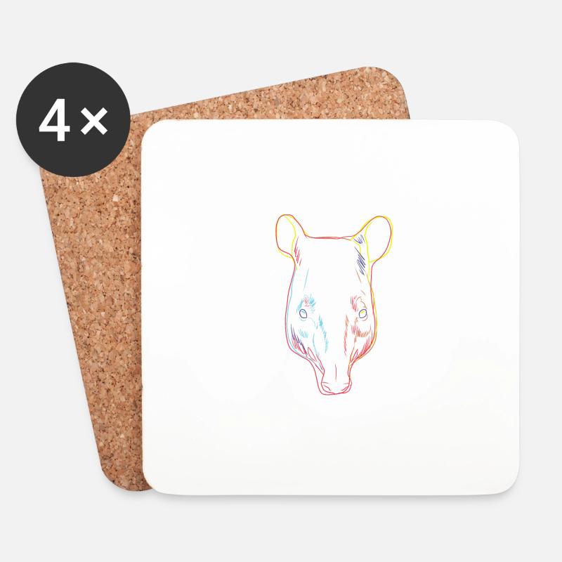 Bunte Tapire Geschenkidee - Untersetzer (4er-Set) - Weiß
