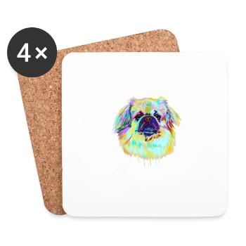 Splash Tibetan Spaniel Dog - Coasters (set of 4) - white - Front