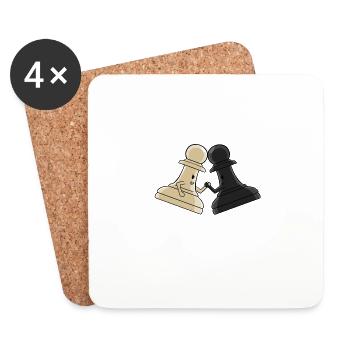 Schachfiguren Armdrücken - Untersetzer (4er-Set) - Weiß - Vorne