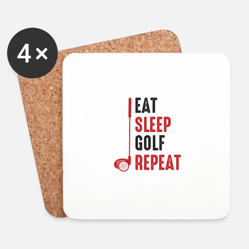 Eat Sleep Golf Repeat - Untersetzer (4er-Set) - Weiß