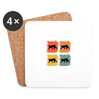 Luchs Wildtier Tier Retro Pop Art Geschenkidee - Untersetzer (4er-Set) - Weiß - Vorne