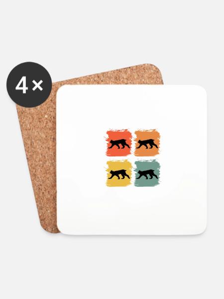 Luchs Wildtier Tier Retro Pop Art Geschenkidee - Untersetzer (4er-Set) - Weiß