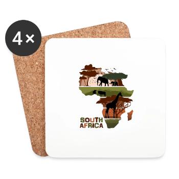 Afrique du Sud Sunset - Dessous de verre (lot de 4) - blanc - Devant