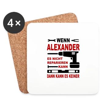 Name Geschenk Namenstag ALEXANDER - Untersetzer (4er-Set) - Weiß - Vorne