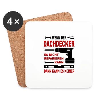 Beruf Geschenkidee Bau DACHDECKER - Untersetzer (4er-Set) - Weiß - Vorne