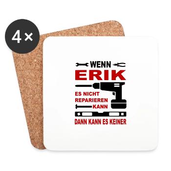 Name Geschenkidee Namenstag ERIK - Untersetzer (4er-Set) - Weiß - Vorne