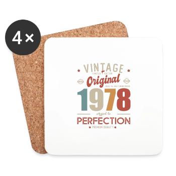 vintage original 1978 cadeau anniversaire 43 ans - Dessous de verre (lot de 4) - blanc - Devant
