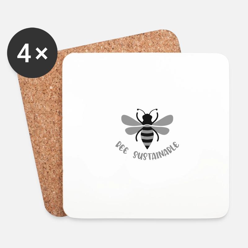 Nachhaltigkeit - Untersetzer (4er-Set) - Weiß