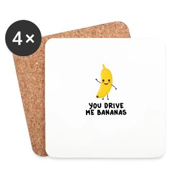 You Drive Me BANANAS Kawaii - Coasters (set of 4) - white - Front